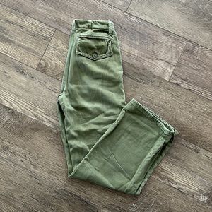 Free People — Green Twill Straight Leg Pant